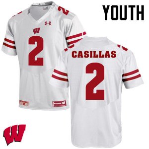 Youth Wisconsin Badgers NCAA #2 Jonathan Casillas White Authentic Under Armour Stitched College Football Jersey NP31M51LV